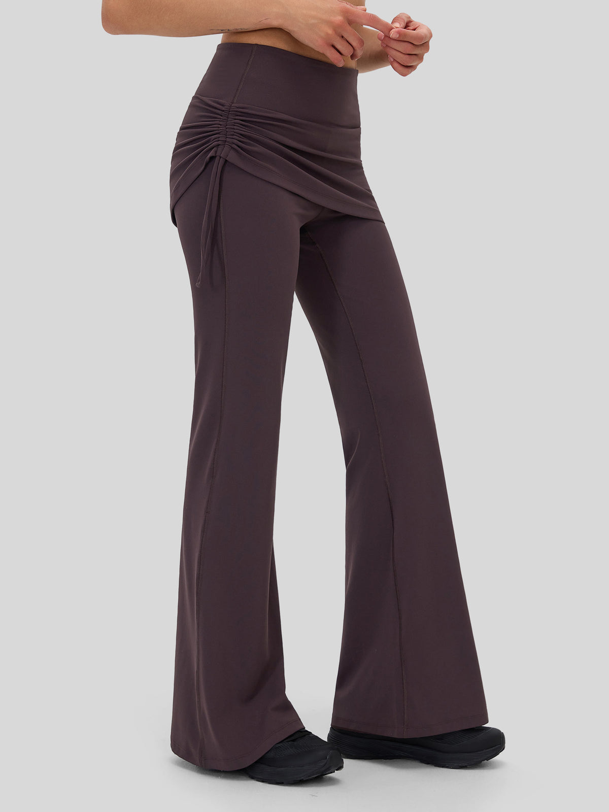 Women's Flare Leggings with Skirt Layer 