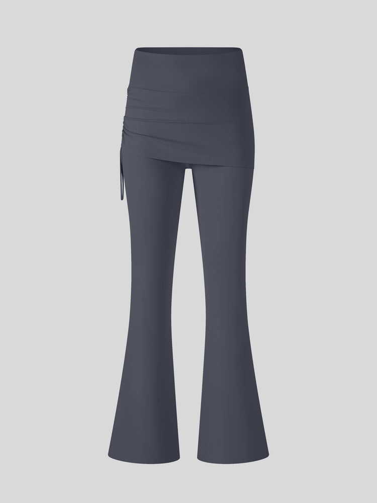 Women's Flare Leggings with Skirt Layer 