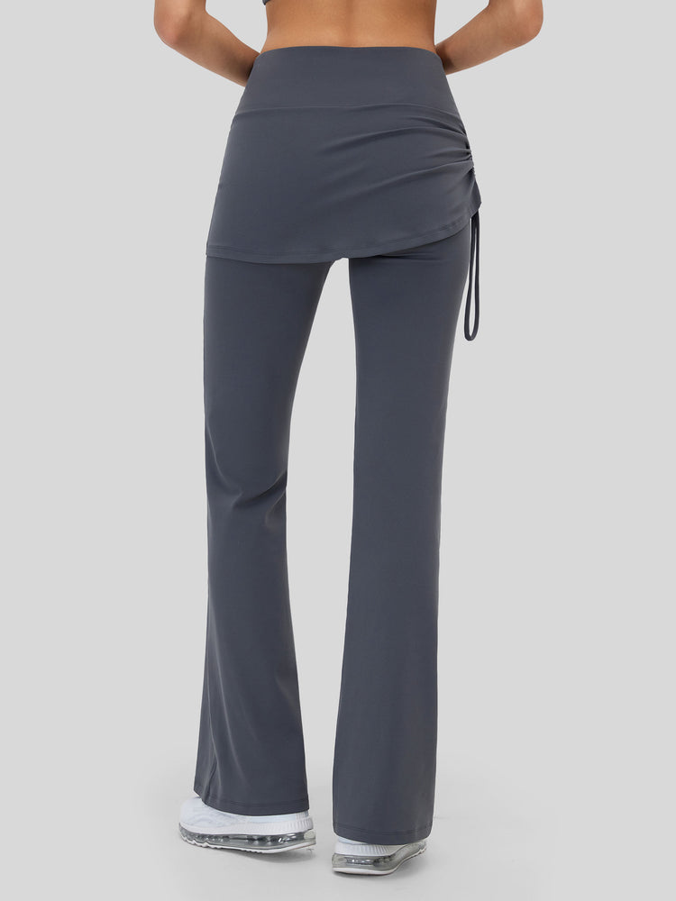 Women's Flare Leggings with Skirt Layer 