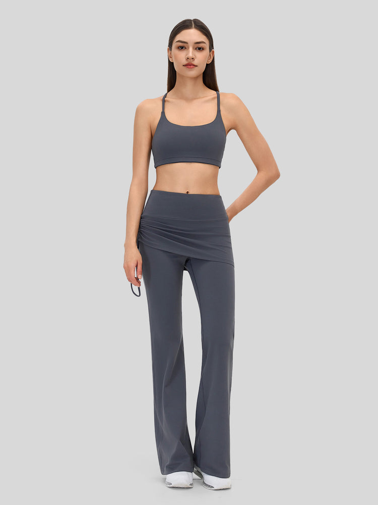 Women's Flare Leggings with Skirt Layer 