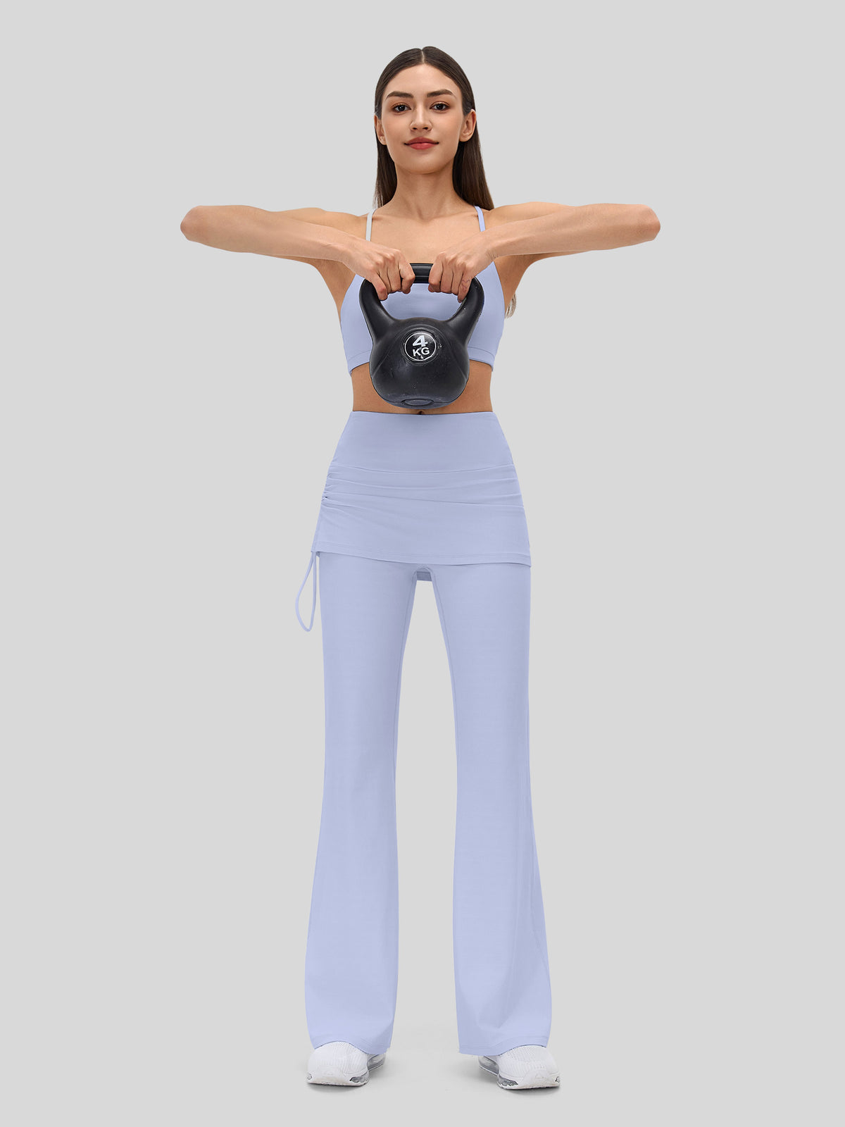 Women's Flare Leggings with Skirt Layer 