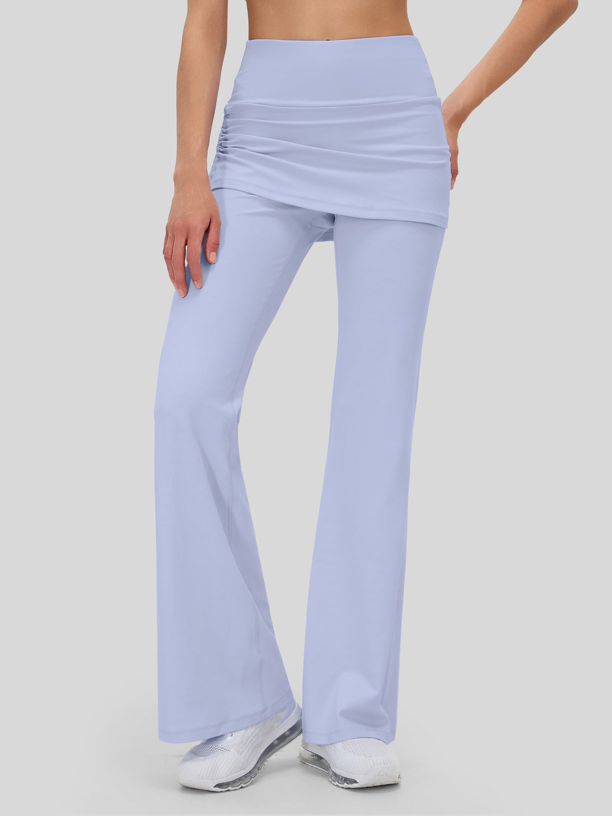 Women's Flare Leggings with Skirt Layer 