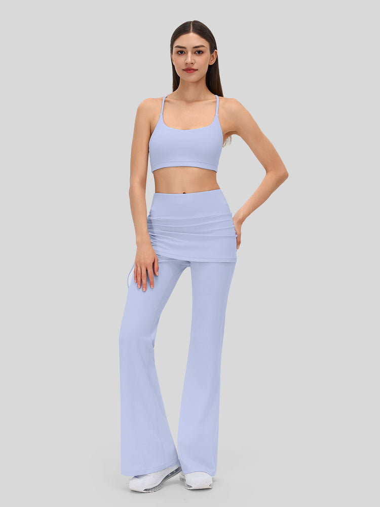 Women's Flare Leggings with Skirt Layer 
