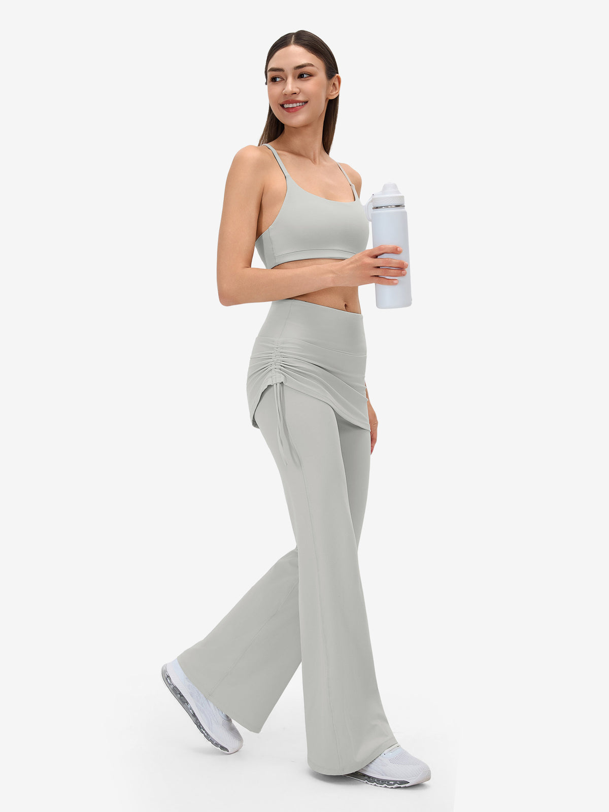 Women's Flare Leggings with Skirt Layer 
