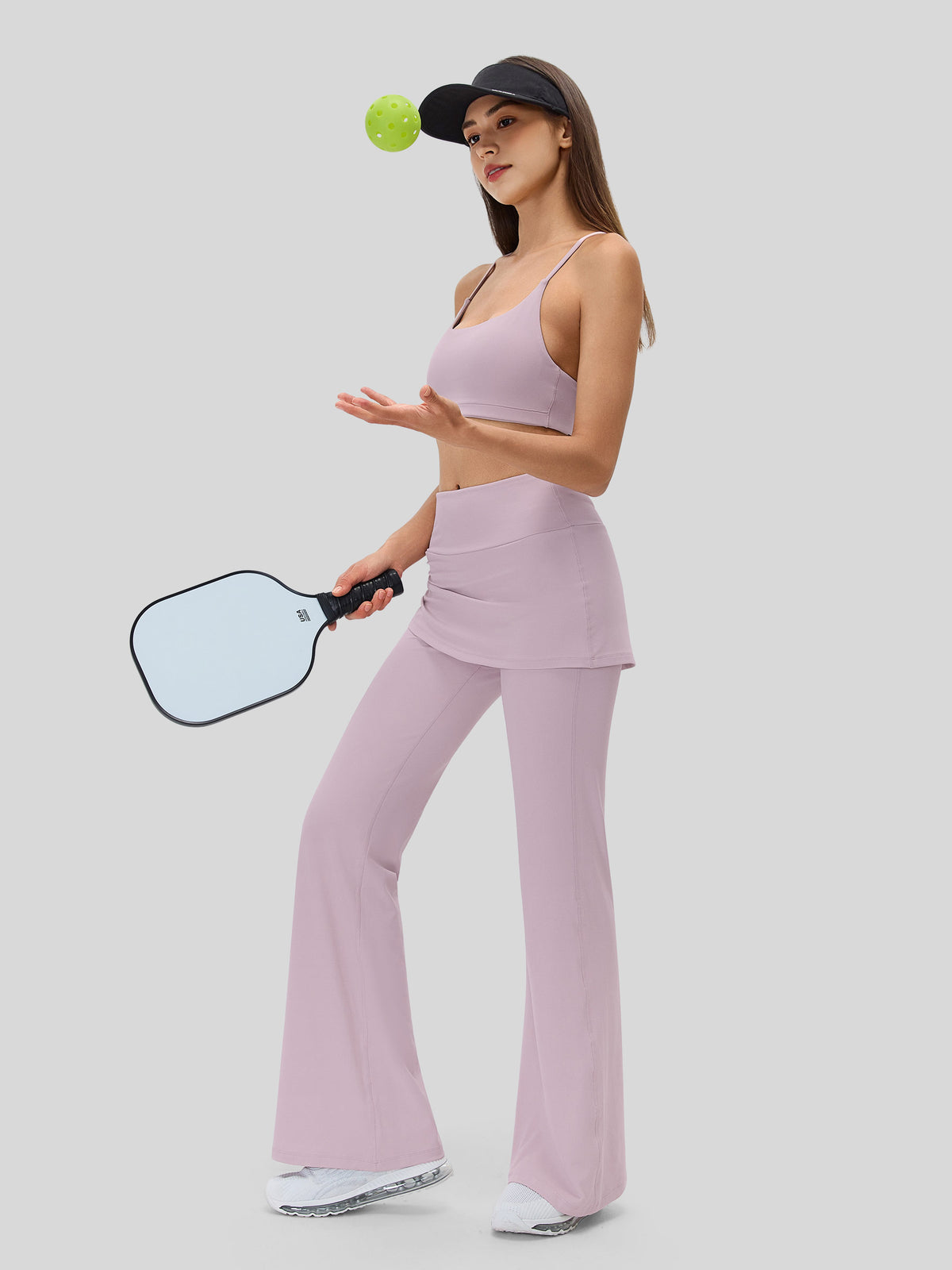 Women's Flare Leggings with Skirt Layer 
