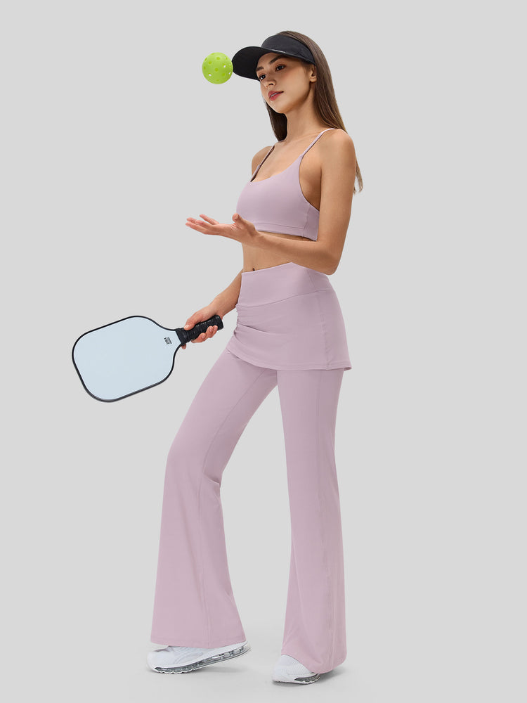 Women's Flare Leggings with Skirt Layer 