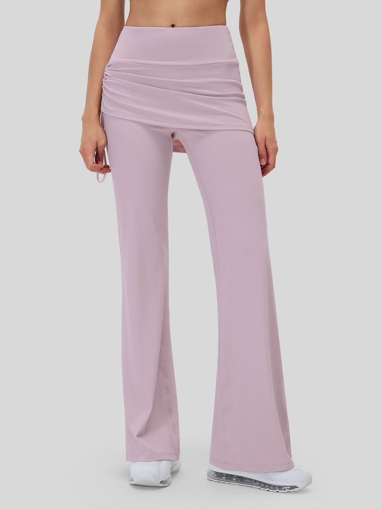 Women's Flare Leggings with Skirt Layer 