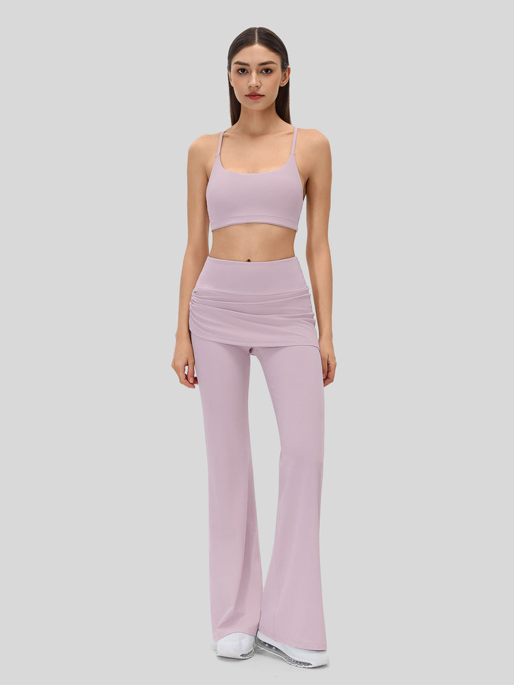 Women's Flare Leggings with Skirt Layer 