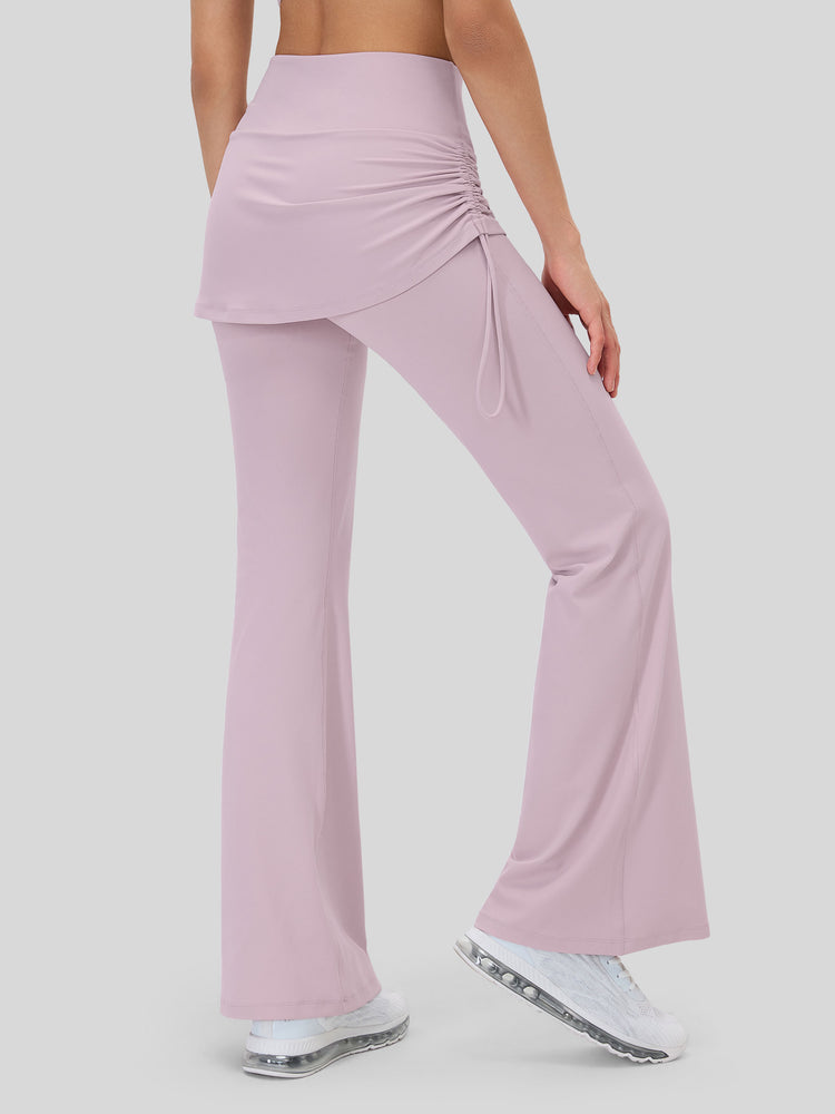 Women's Flare Leggings with Skirt Layer 