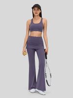 Women's Flare Leggings with Skirt Layer 