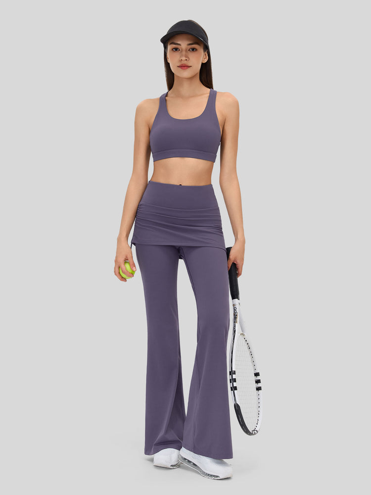 Women's Flare Leggings with Skirt Layer 