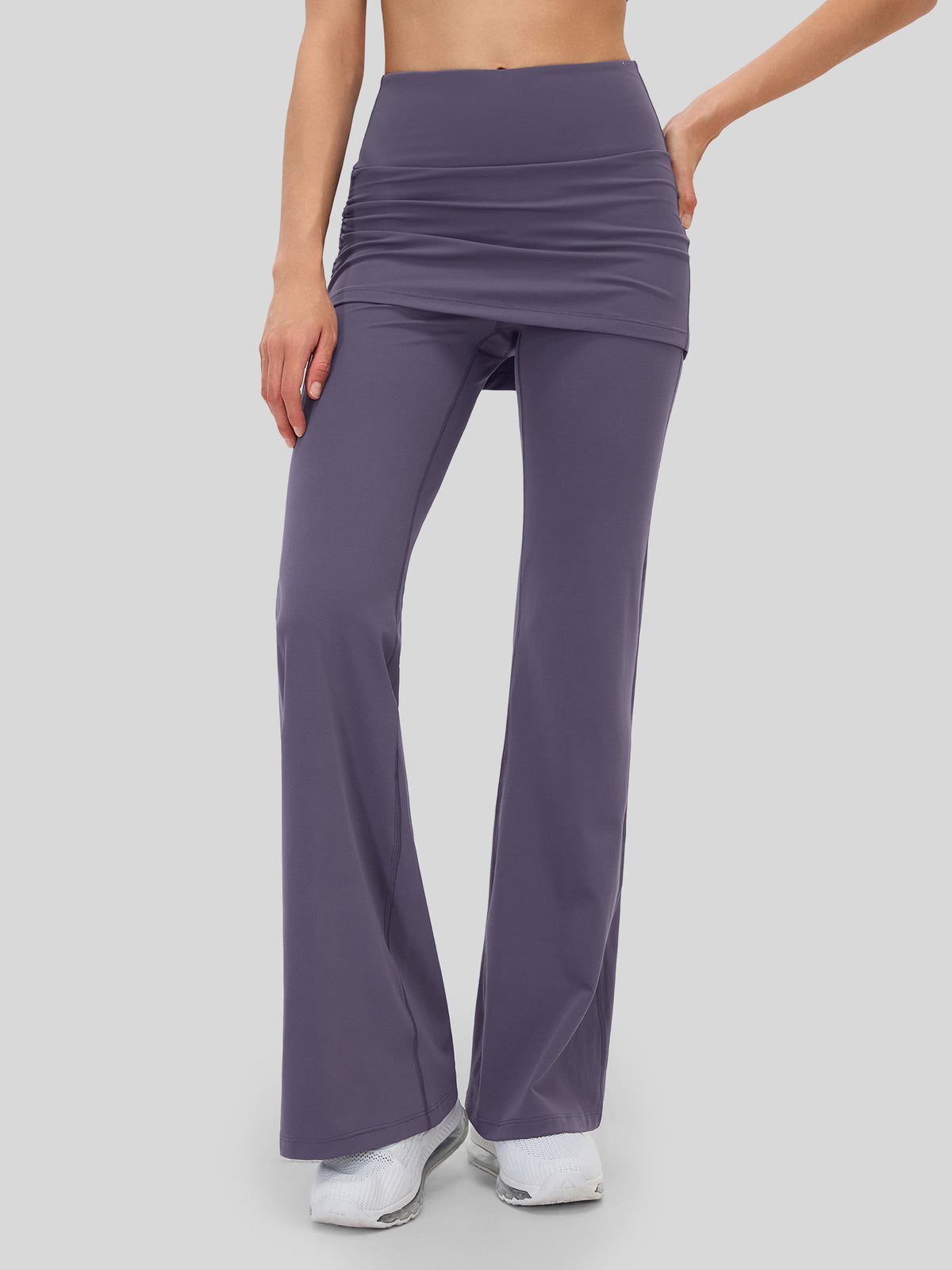 Women's Flare Leggings with Skirt Layer 