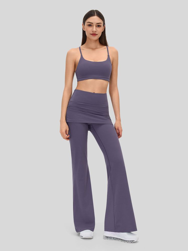 Women's Flare Leggings with Skirt Layer 