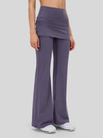 Women's Flare Leggings with Skirt Layer 