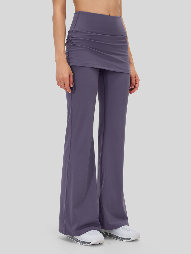 Women's Flare Leggings with Skirt Layer 