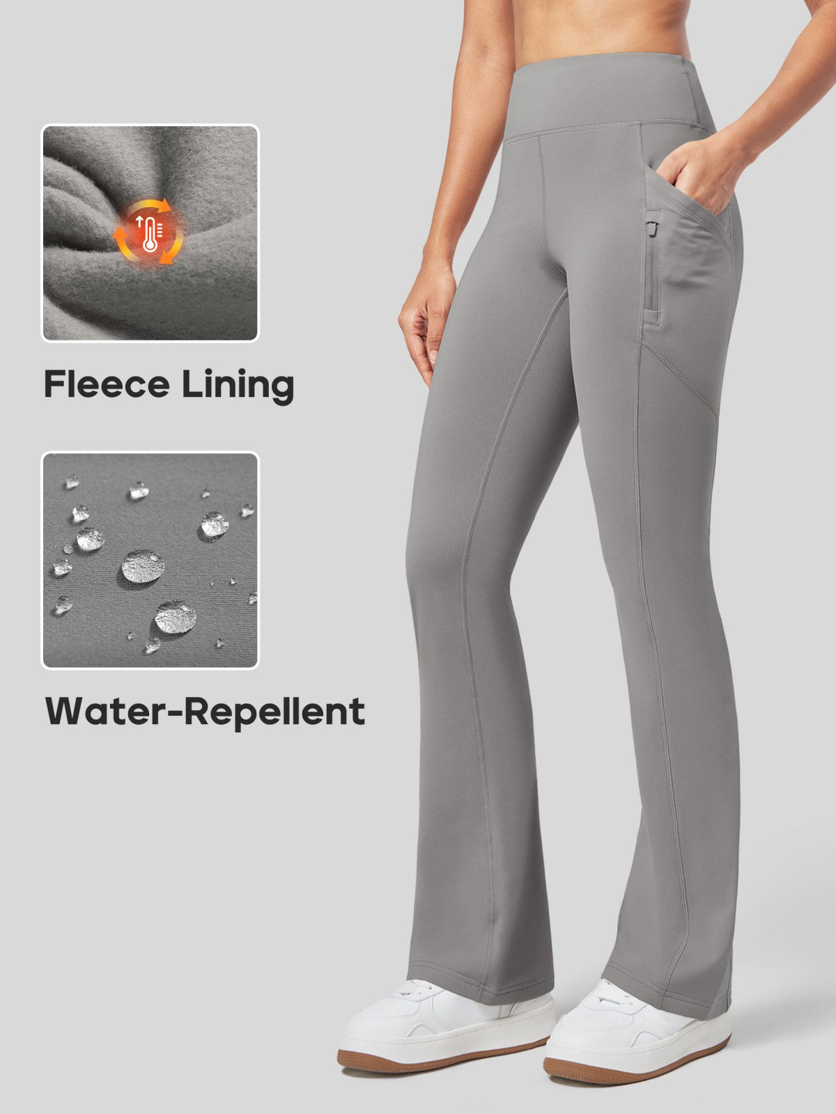Willit Women's Fleece Bootcut Yoga Pants-29 inch #light-gray