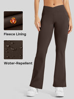 Women's Fleece Crossover Flared Leggings_