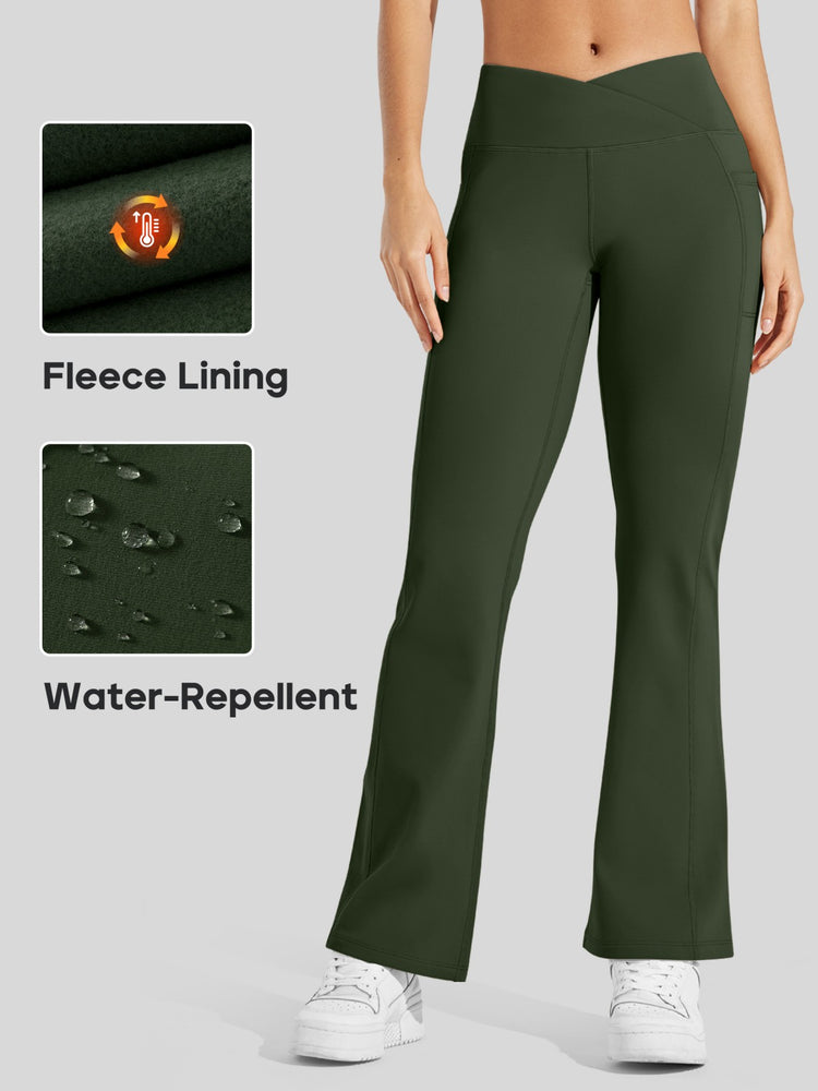 Women's Fleece Crossover Flared Leggings_