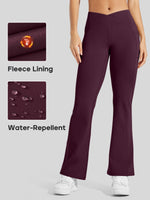 Women's Fleece Crossover Flared Leggings_