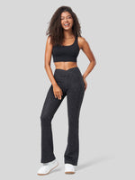 Women's Fleece Crossover Flared Leggings_