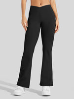 Women's Fleece Crossover Flared Leggings_