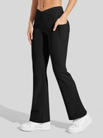 Women's Fleece Crossover Flared Leggings_