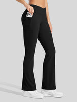 Women's Fleece Crossover Flared Leggings_