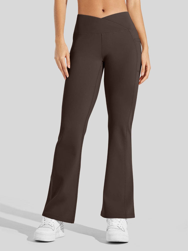 Women's Fleece Crossover Flared Leggings_