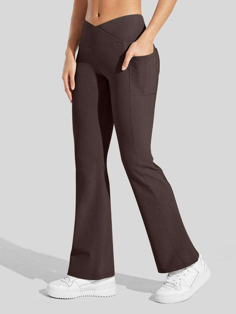 Women's Fleece Crossover Flared Leggings_