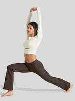 Women's Fleece Crossover Flared Leggings_