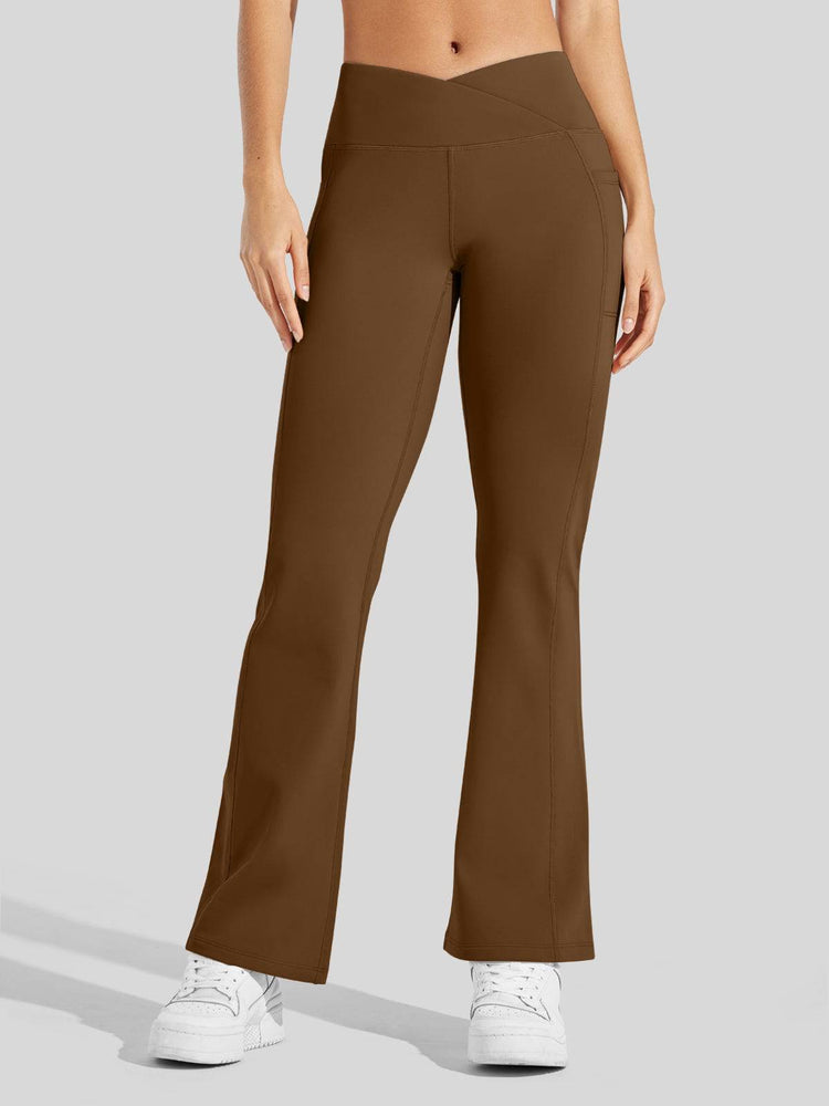 Women's Fleece Crossover Flared Leggings_