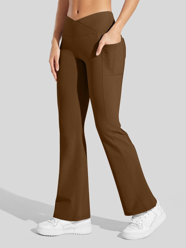 Women's Fleece Crossover Flared Leggings_