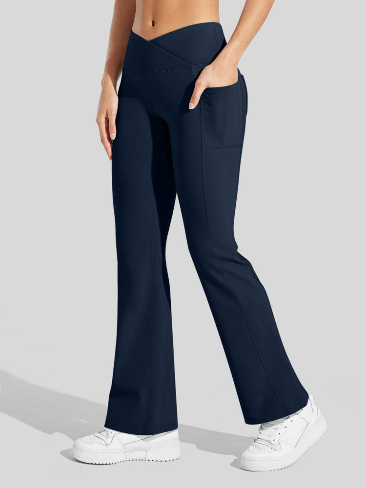 Women's Fleece Crossover Flared Leggings_