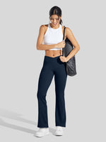 Women's Fleece Crossover Flared Leggings_