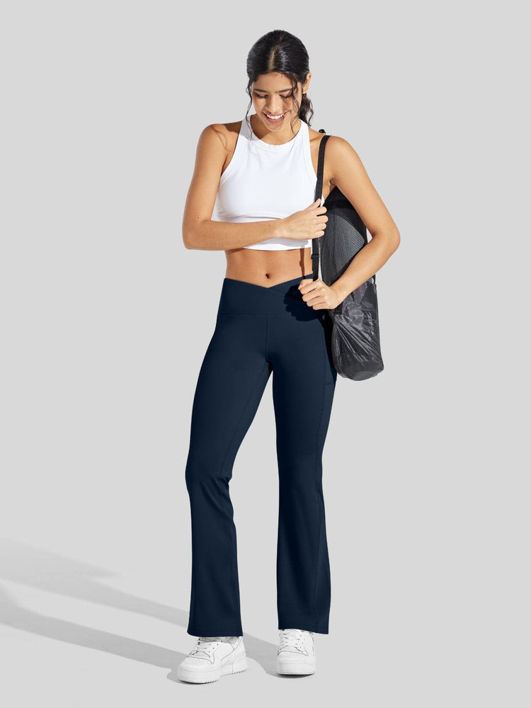 Women's Fleece Crossover Flared Leggings_