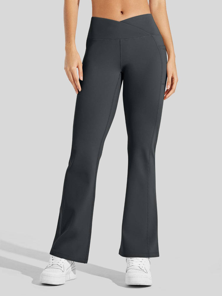 Women's Fleece Crossover Flared Leggings_