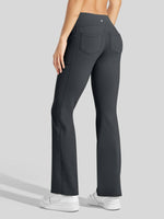 Women's Fleece Crossover Flared Leggings_