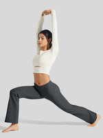 Women's Fleece Crossover Flared Leggings_