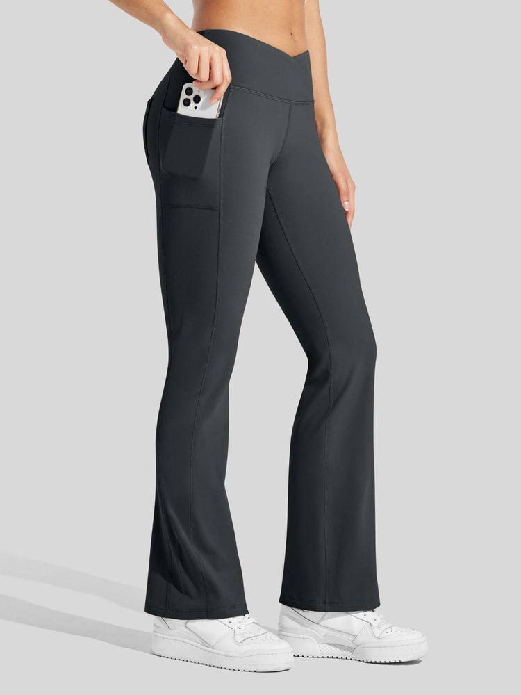 Women's Fleece Crossover Flared Leggings_