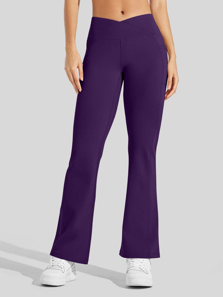 Women's Fleece Crossover Flared Leggings_