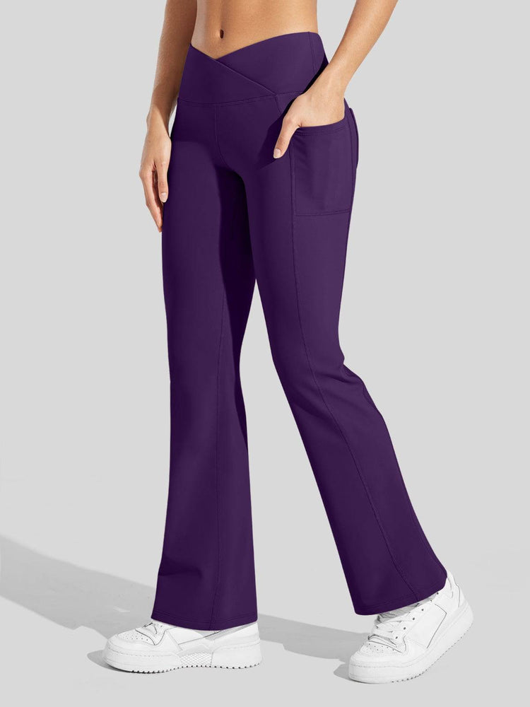 Women's Fleece Crossover Flared Leggings_