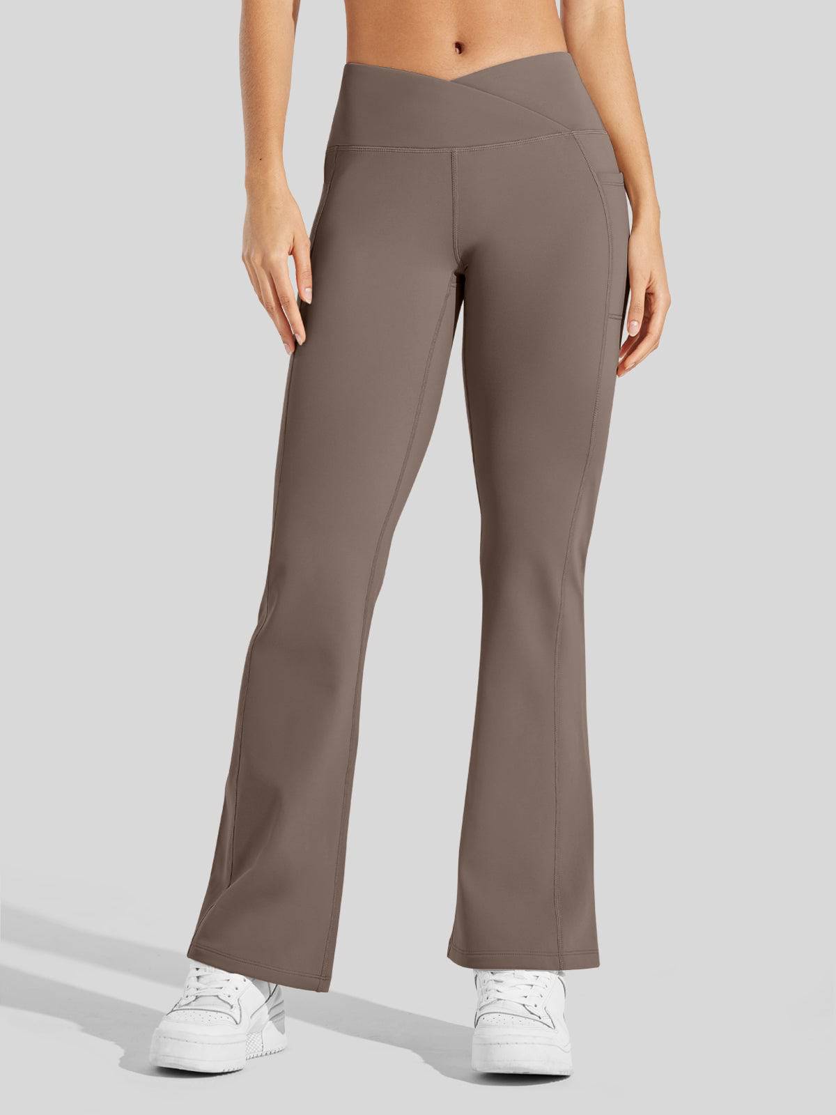 Women's Fleece Crossover Flared Leggings_
