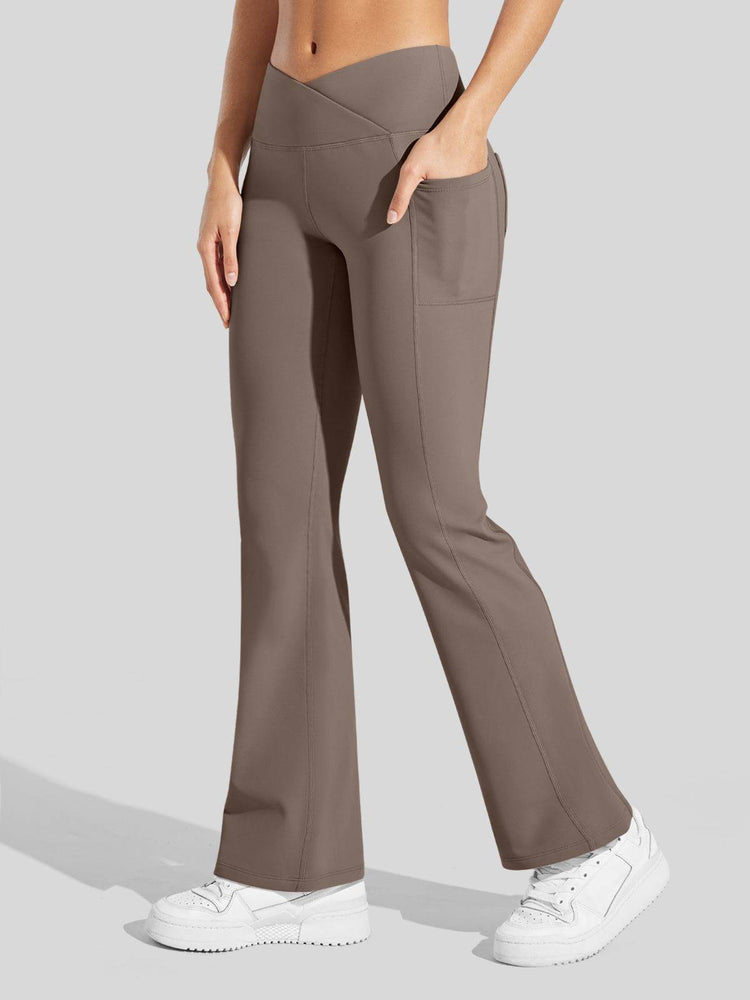Women's Fleece Crossover Flared Leggings_