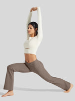 Women's Fleece Crossover Flared Leggings_