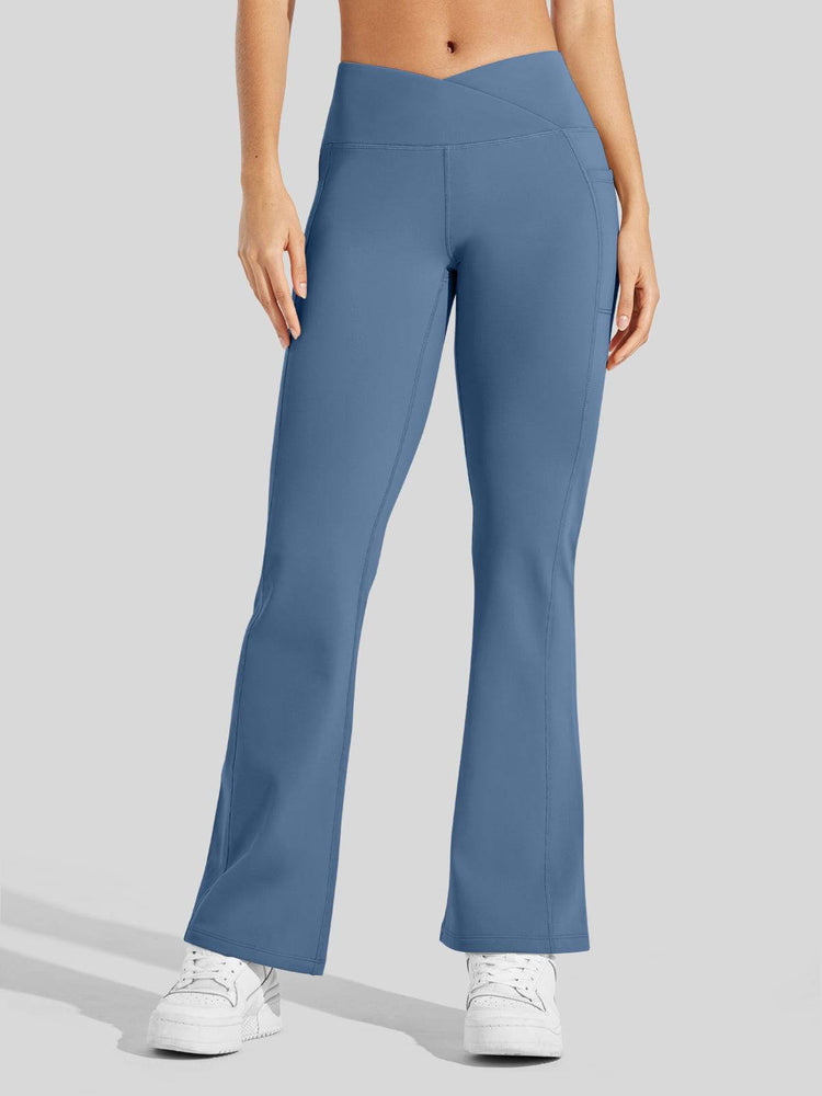 Women's Fleece Crossover Flared Leggings_