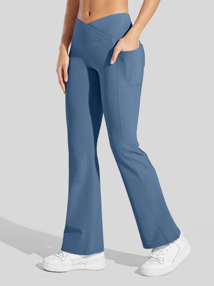 Women's Fleece Crossover Flared Leggings_