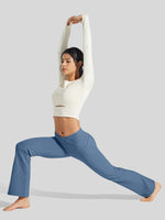Women's Fleece Crossover Flared Leggings_