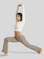 Women's Fleece Crossover Flared Leggings_