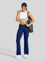 Women's Fleece Crossover Flared Leggings_
