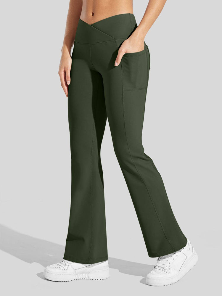 Women's Fleece Crossover Flared Leggings_